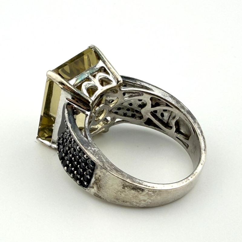 Large Rectangle Citrine Sterling Silver 925 Cocktail Ring Size 8, China