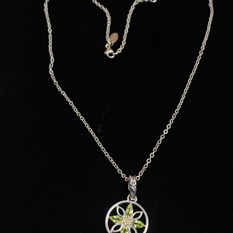 Vintage Lyric Sterling Silver Green Flower Necklace Vintage Lyric Sterling Silver Green Flower Necklace