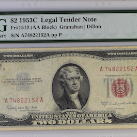  FR#1512,$ 2 1953C LEGAL TENDER NOTE PMG 30 VF(AA BLOCK) GRANAHAN /DILLON