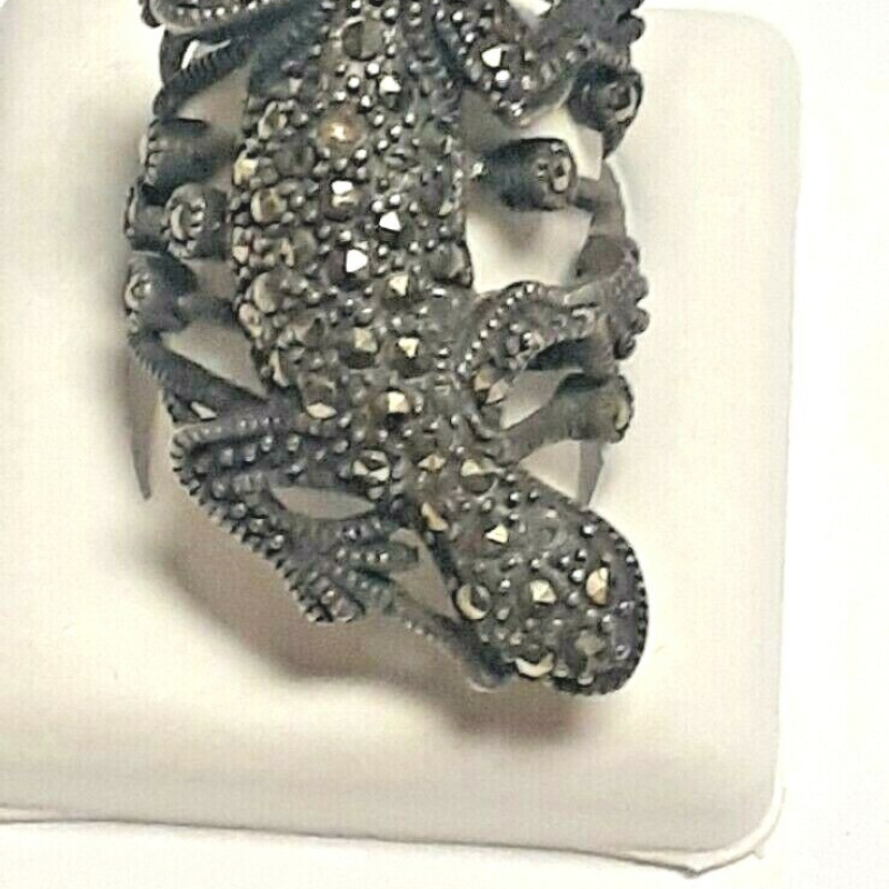 Antique Sterling Silver Marcasite lizard Ring Size 7 Antique Sterling Silver Marcasite lizard Ring Size 7