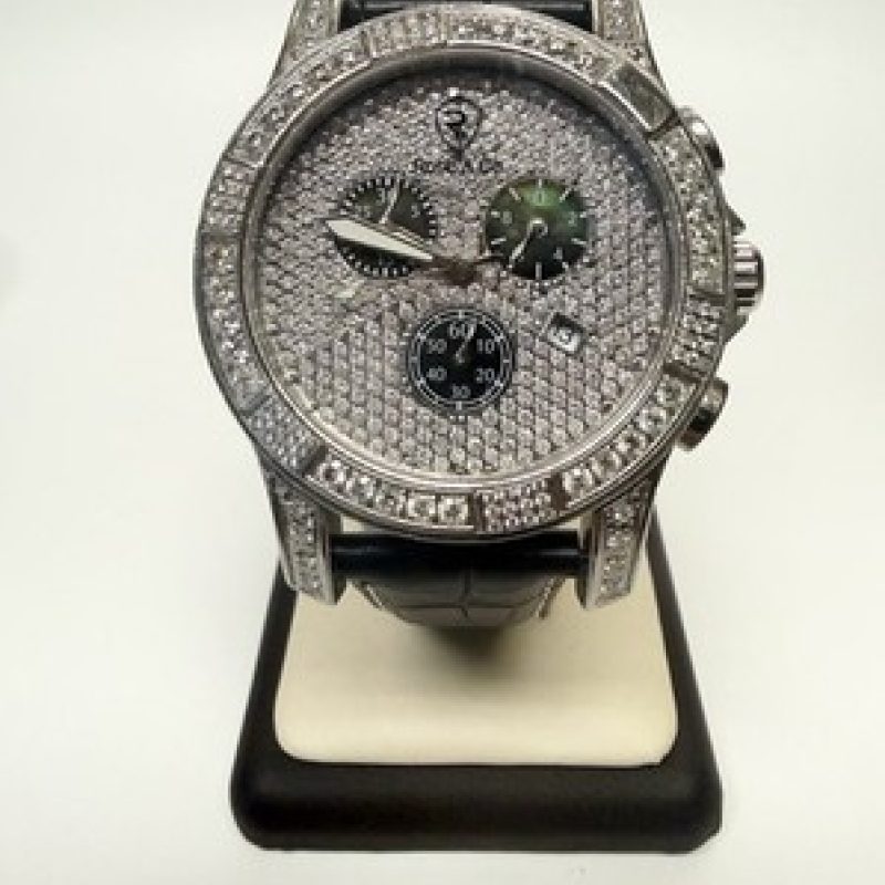 Robb & Co Swiss Chronograph 5.5 CT Genuine Diamond Sapphire Crystal Watch