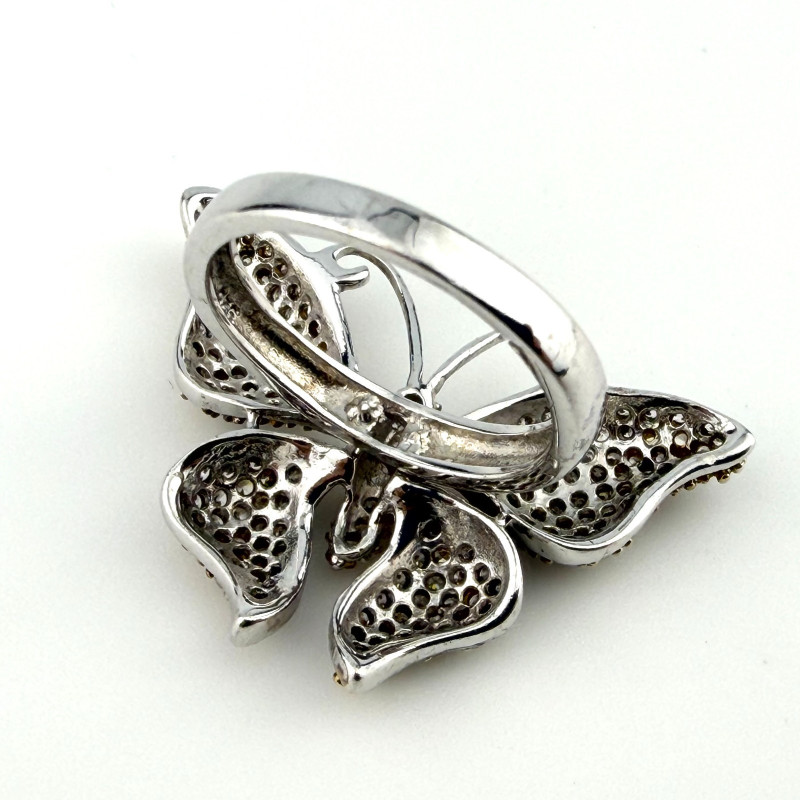 Gorgeous Sterling Silver 925 Butterfly Ring with Pave CZ Stones, Size 6