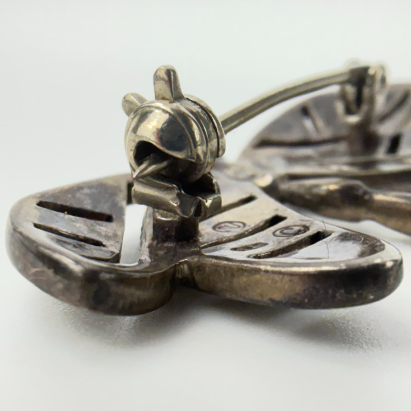 Vintage Sterling Silver Dragonfly Brooch Pin Marcasite 1940's