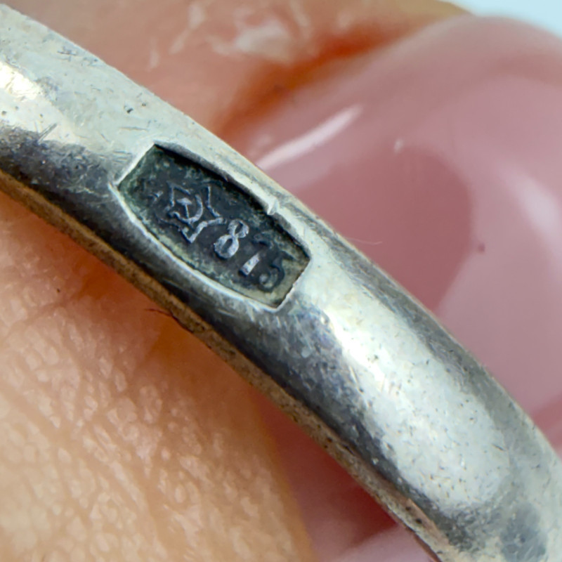 Vintage Retro Soviet Malachite Cabochon Silver Ring *Star 8MV* from USSR, Size 9