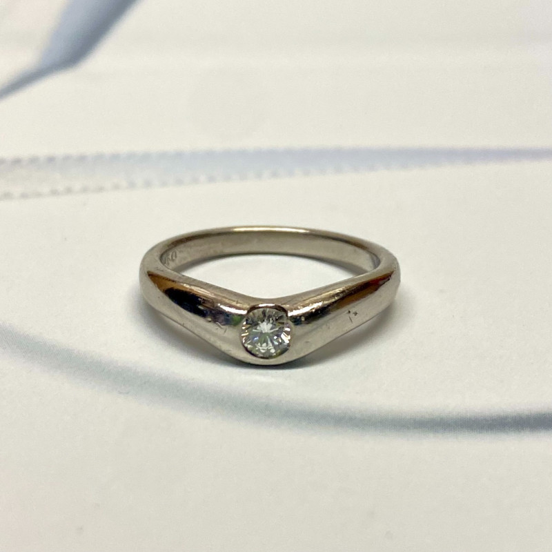 Tiffany & Co Platinum Elsa Peretti Curved 0.18ct Diamond Ring Band Sz 6.5 Tiffany & Co Platinum Elsa Peretti Curved 0.18ct Diamond Ring Band Sz 6.5