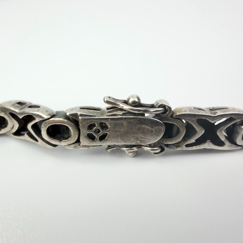 Vintage Signed MO Sterling 925 XO Marcasite Hugs Kisses Love 7.7'' Bracelet 19G