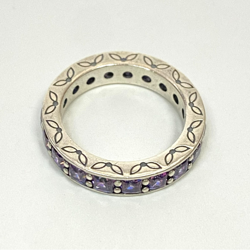 PANDORA 925 Infinity Fancy Purple CZ Stackable Ring SIZE 7 BEAUTIFUL PANDORA 925 Infinity Fancy Purple CZ Stackable Ring SIZE 7 BEAUTIFUL