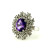Vintage Style 925 China Oval Purple Amethyst & Cz  Ring Sz 8