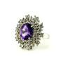 Vintage Style 925 China Oval Purple Amethyst & Cz  Ring Sz 8