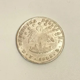 1853 PTS FP SILVER BOLIVIA 4 SOLES COIN POTOSI MINT