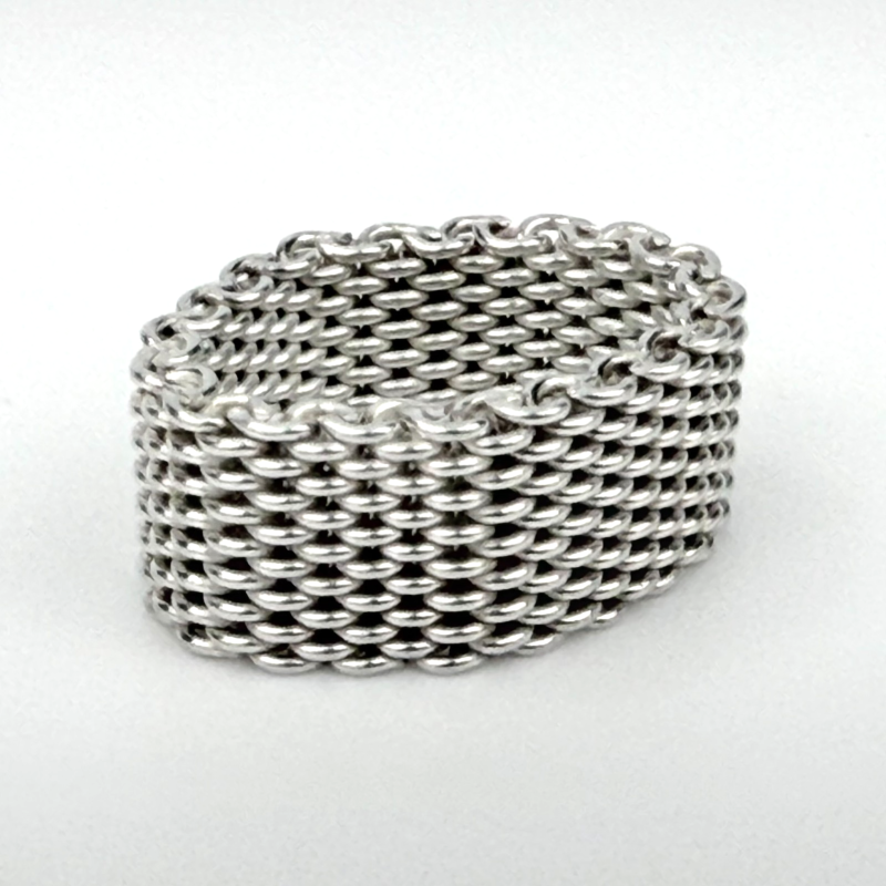 Tiffany & Co. Somerset Mesh Weave Ring in Sterling Silver Unisex Size 6