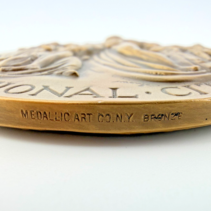 1962 USA First National City Bank NEW YORK 150th Bronze Large Medal Coin 3"