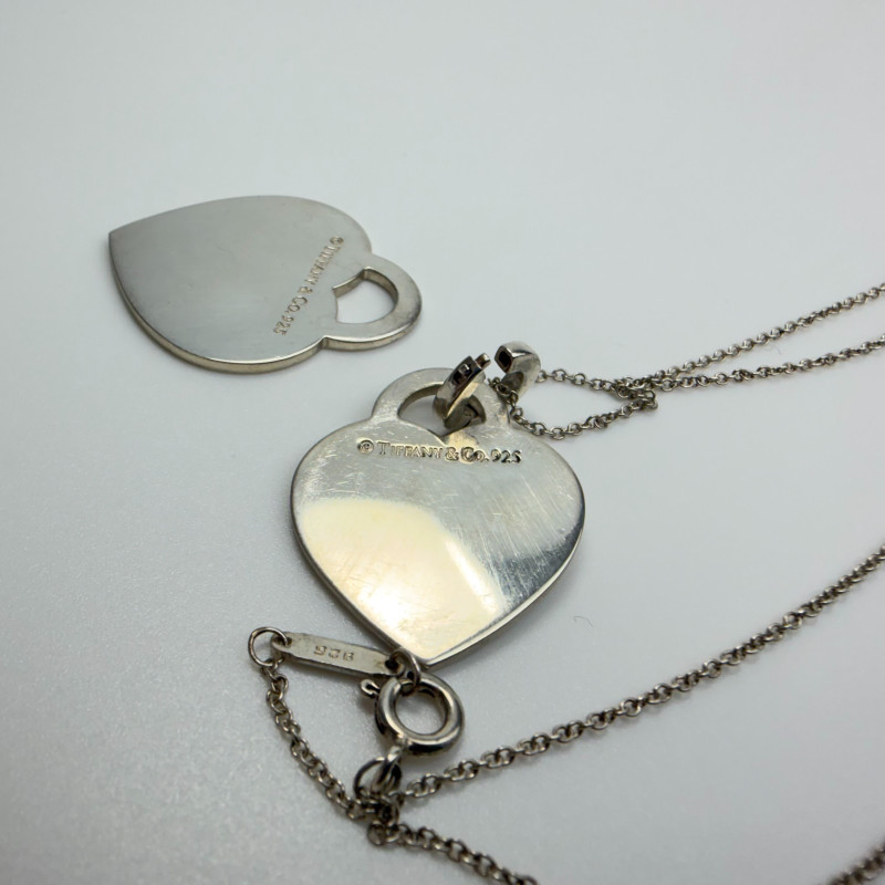 Authentic Tiffany & Co Notes I Love You Double Heart Pendant Silver Necklace 16”