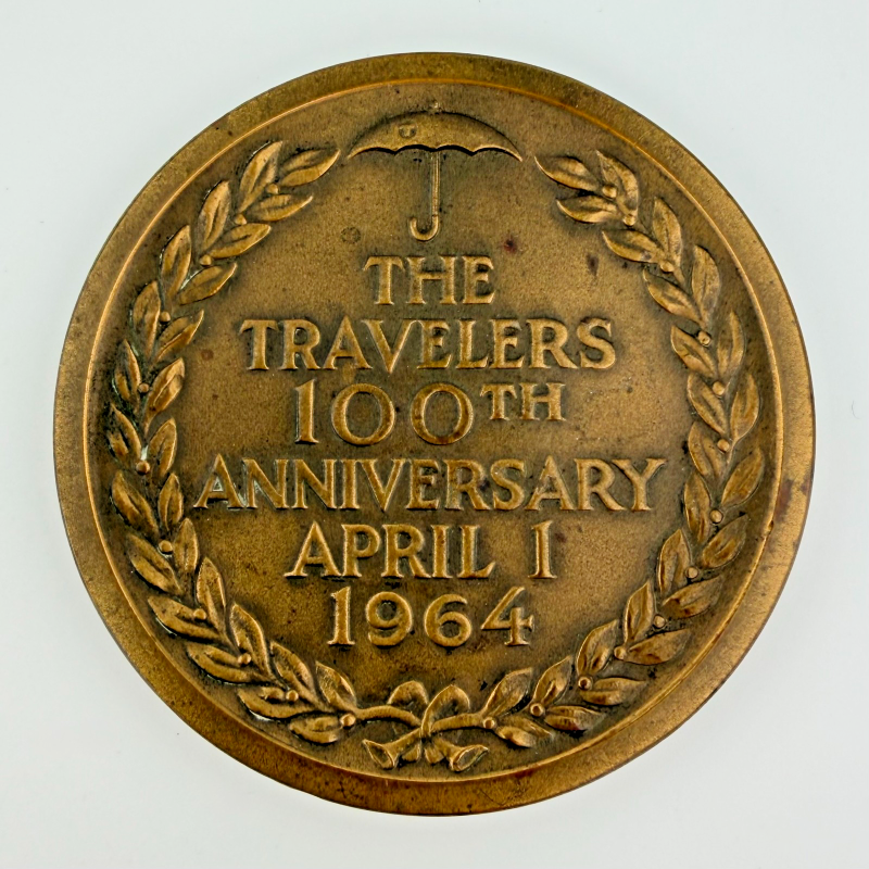1964 Vintage Travelers Insurance Company Medal Token Medallic Art 100th Bronze