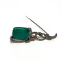 A Vintage Sterling Silver Jade, Marcasite and Garnet stones brooch