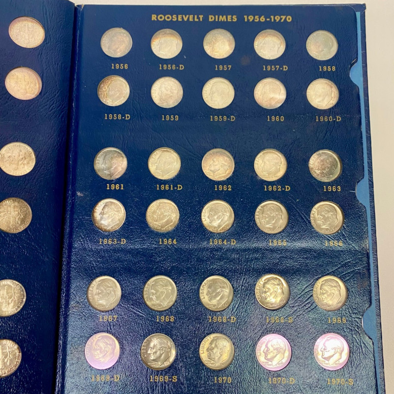 Complete Album #9587 Roosevelt Dimes 1946- including proof-only issues, 78 coins