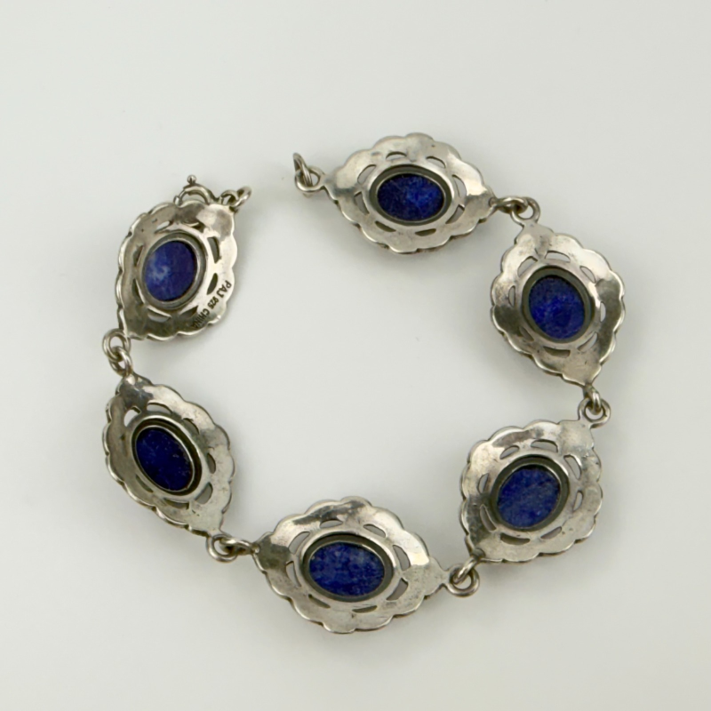 Blue Sodalite & Marcasite Bracelet 925 Sterling Silver PAJ China