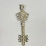 Justin Davis Sterling Silver Key Pendant with Crown and Skull Design, 3 inches