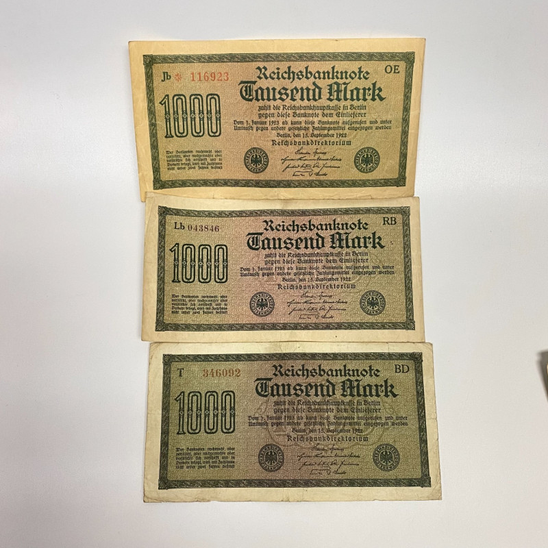 GERMANY REICHSBANKNOTE 11 pcs 1000 MARK 1922 GERMANY REICHSBANKNOTE 11 pcs 1000 MARK 1922