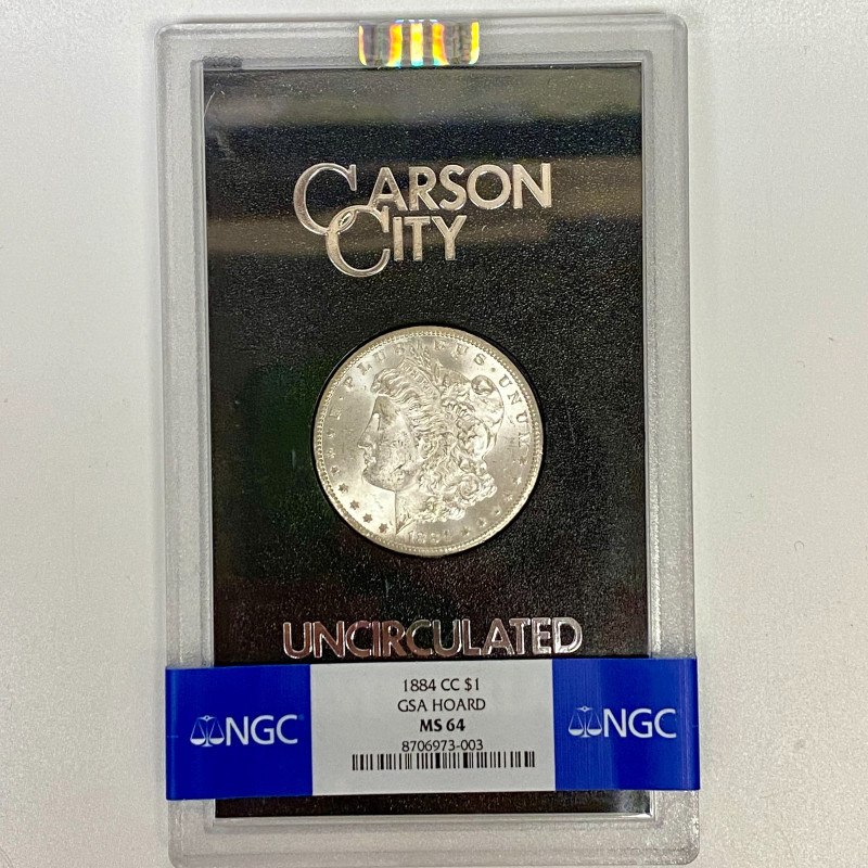 1884-CC Morgan Silver Dollar $1 Carson City GSA Hoard NGC MS64