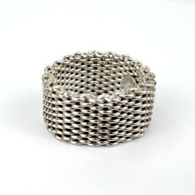 Tiffany & Co. Somerset Mesh Weave Ring in Sterling Silver Unisex Size 6