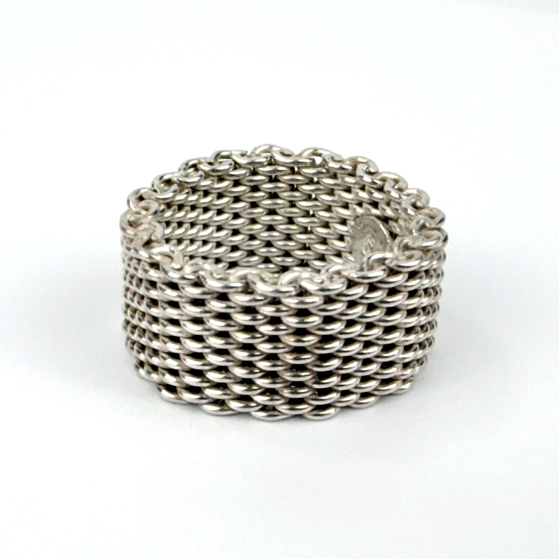 Tiffany & Co. Somerset Mesh Weave Ring in Sterling Silver Unisex Size 6