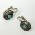 Vintage Openwork Silver Round Earrings with Turquoise