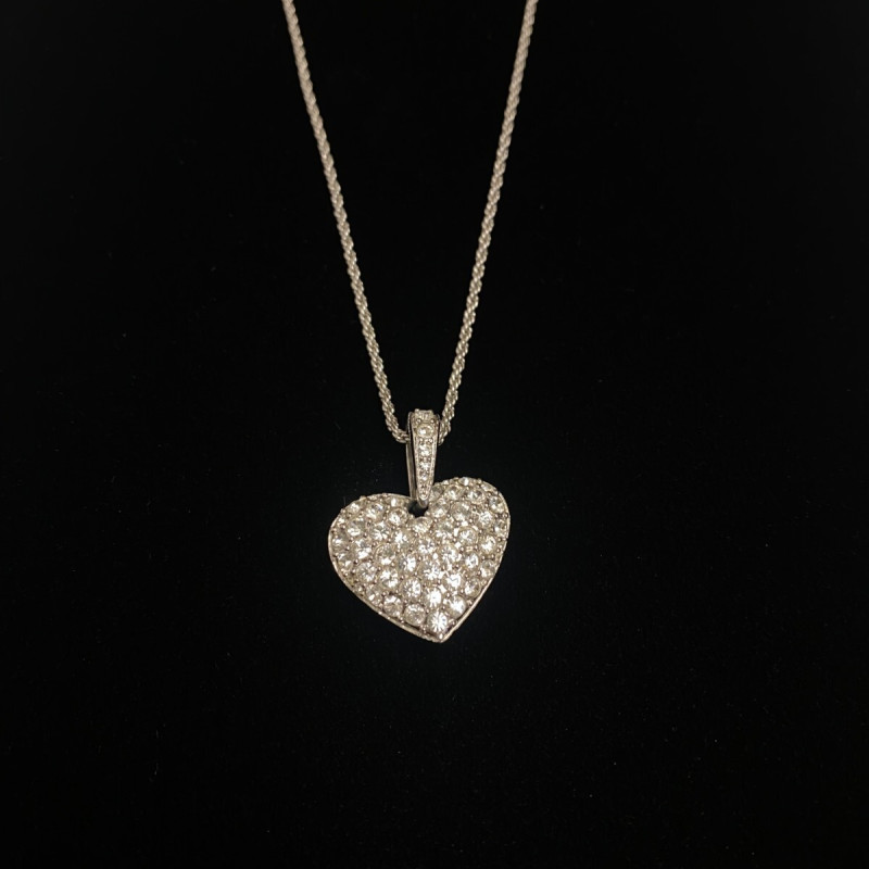 Crystals From Swarovski Puffed Heart Pendant Necklace Crystals From Swarovski Puffed Heart Pendant Necklace