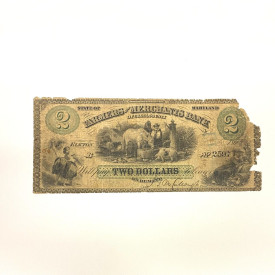 1865 $2 FARMERS & MERCHANTS BANK BANKNOTE