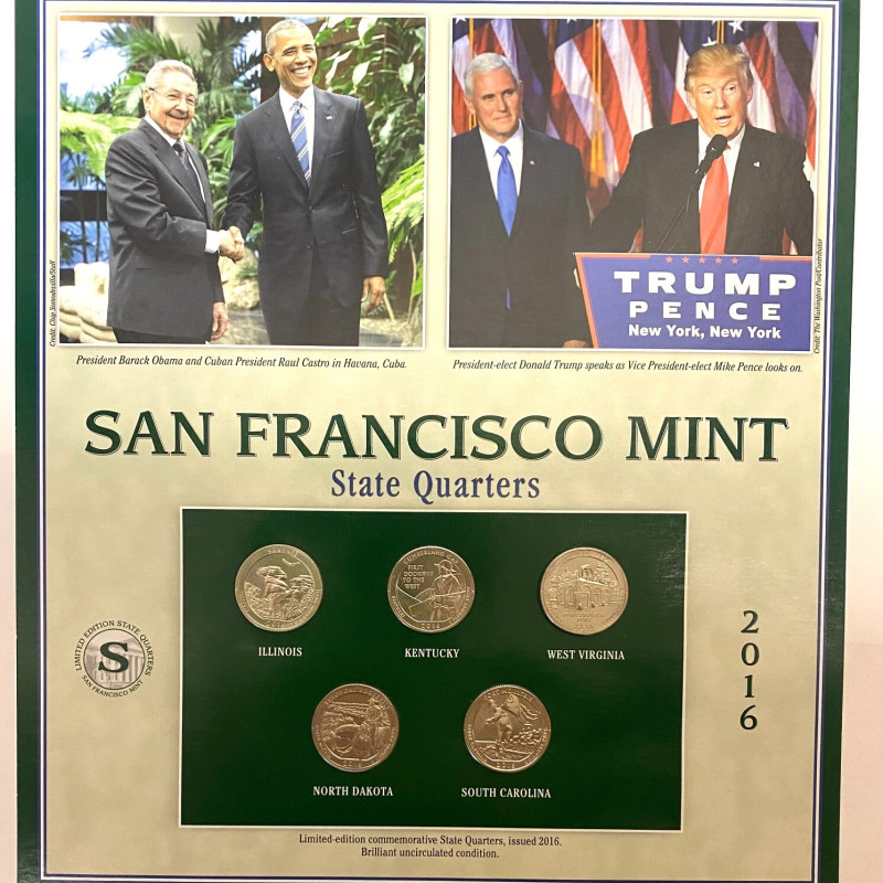 Limited-edition commemorative State Quarters, issued 2016. Brilliant condition