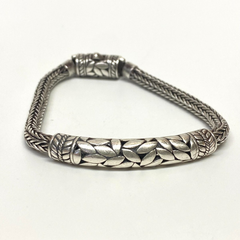 Annika Witt Bali Sterling Silver Bracelet ATI ID .925 Wheat Leaf Design 7.5&quo Annika Witt Bali Sterling Silver Bracelet ATI ID .925 Wheat Leaf Design 7.5&quo