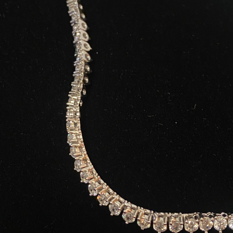 Silver 925 With White Sapphire Necklace 22"