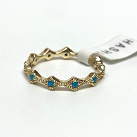 Shashi Gold Toned Ring  with Blue stones, size 6