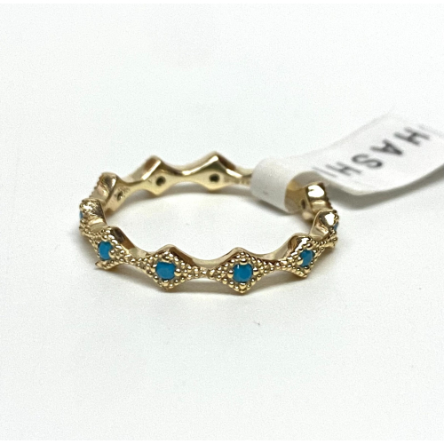 Shashi Gold Toned Ring  with Blue stones, size 6