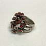 Vintage Designed Coral Stones & Diamond  Sterling Silver 925   Woman Ring Size 7