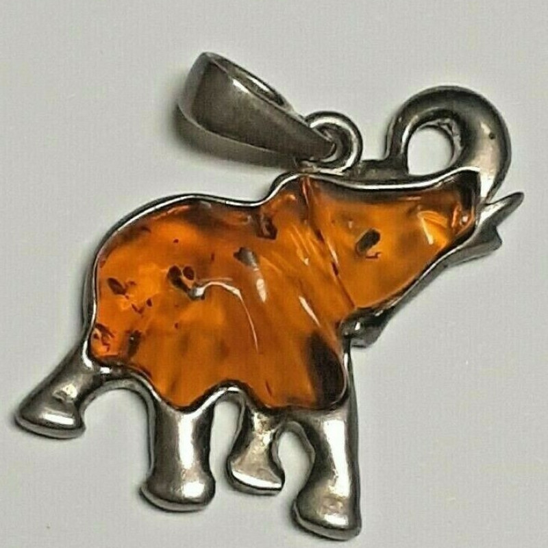 Antique 925 Sterling Silver Elephant Necklace PENDANT 