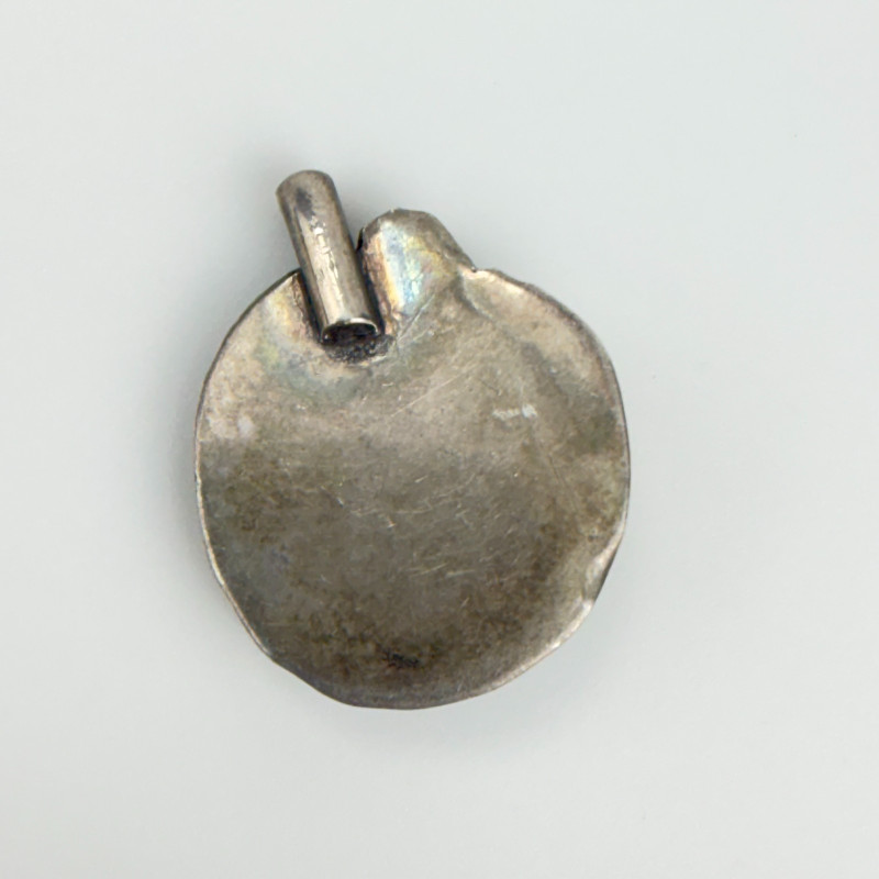 Vintage Sterling Silver Navajo Dark Green Round Pendant