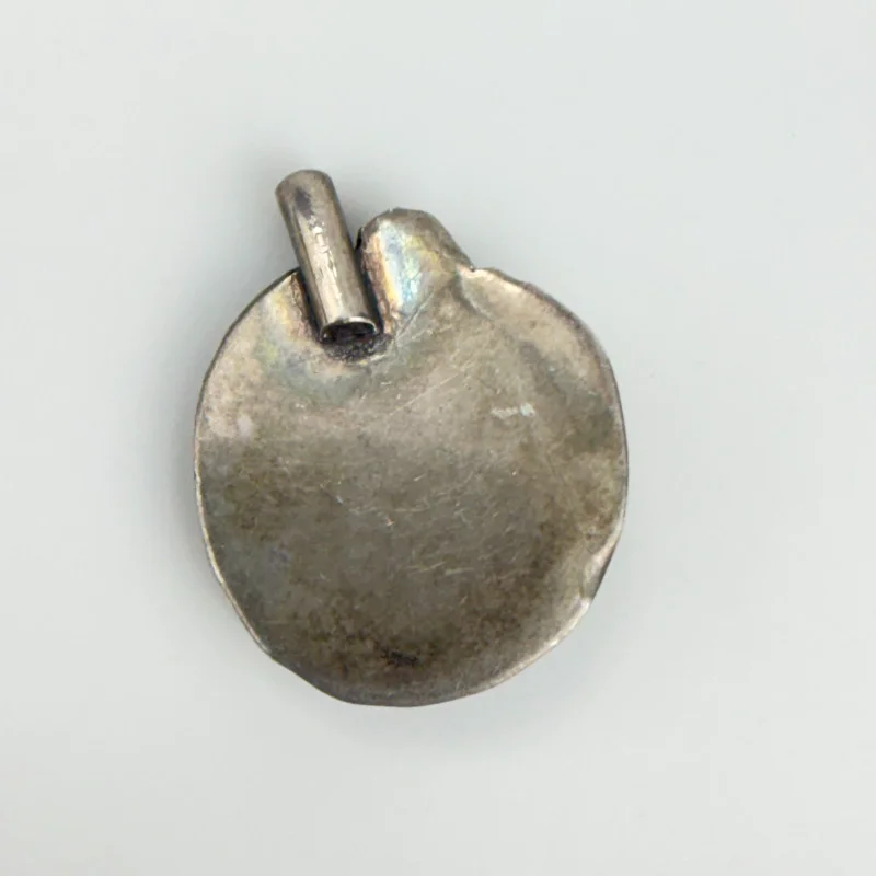 Vintage Sterling Silver Navajo Dark Green Round Pendant