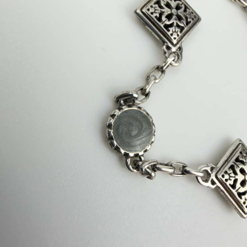 Rare Brighton Bracelet Gaudi Park Enamel Circles Silver Plated 9.5 in