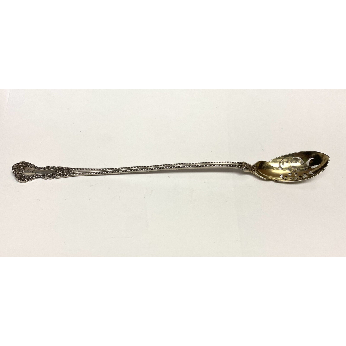 1899 Decorative Slotted Sterling Silver Serving 8 1/2 ''Spoon 