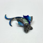 Antique Sterling Silver Designed Gems Faced Blue Multicolor Fish / 1 Ruby Eye  