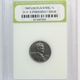 1943 LINCOLN STEEL 1c . W.W.II EMERGENCY ISSUE. INB