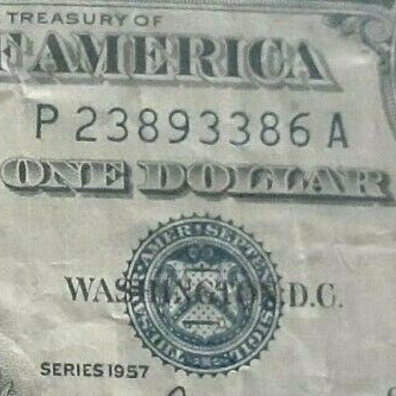 1957 One Dollar Bill Silver Certificate Average Circulated Blue Seal VG-AU