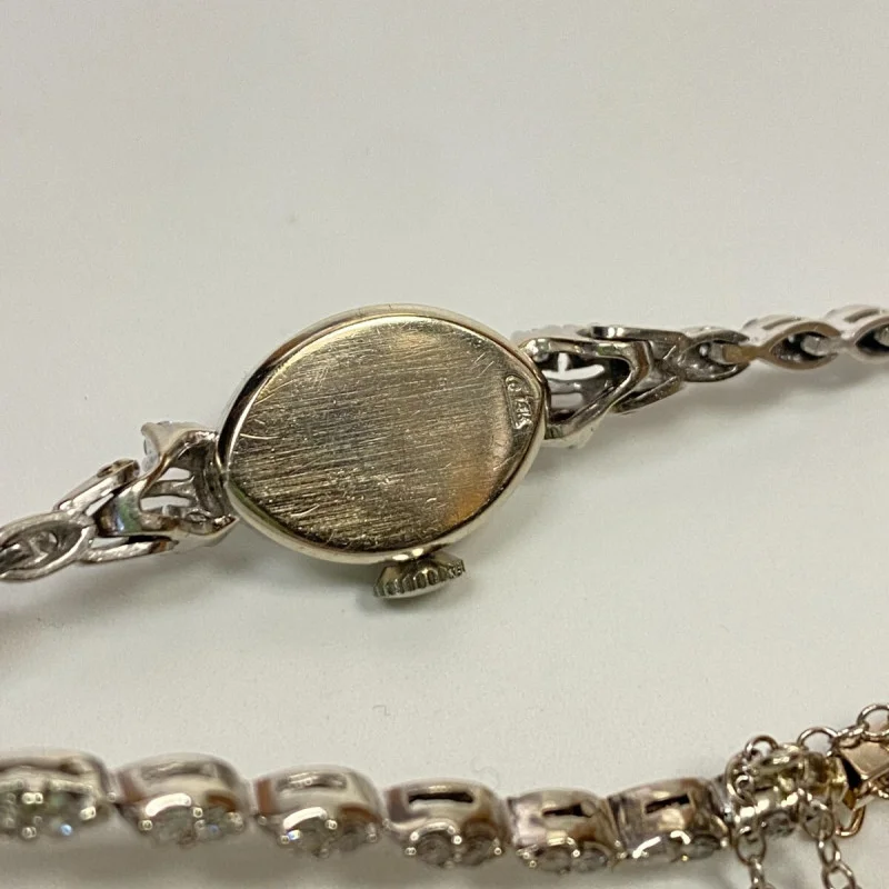 Rolex Ladies 14k SOLID WHITE GOLD Dress with Diamonds 1950s