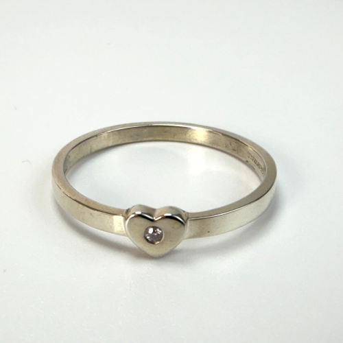 Tiffany & Co. Sterling Silver Paloma Picasso Diamond Modern Heart Ring Size 7 Tiffany & Co. Sterling Silver Paloma Picasso Diamond Modern Heart Ring Size 7