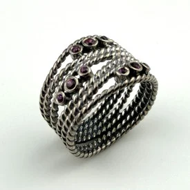 Pandora Sterling Silver Pink Rhodolite Gemstone Hidden Romance Wrap Ring Sz. 6.5