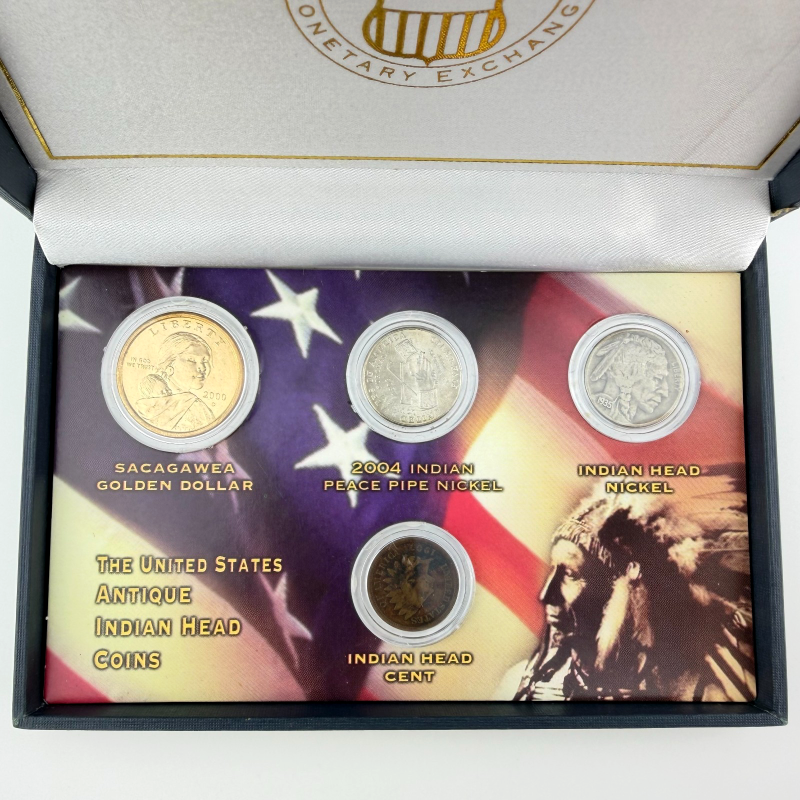 The United States Antique Indian HEAD COINS Presentation Set 1907,1935,2000,2004