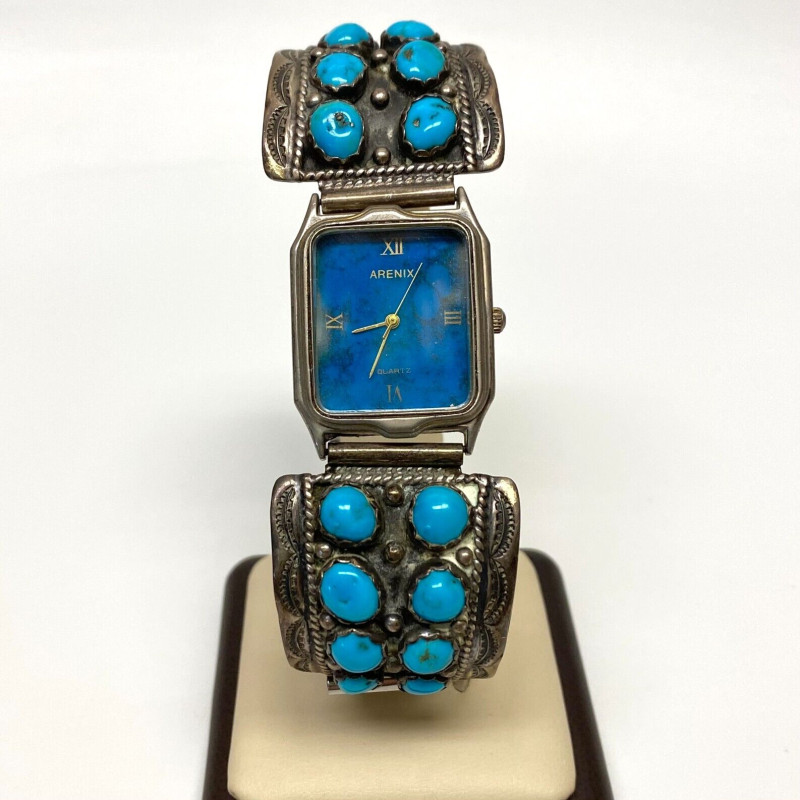 Sterling Silver and Turquoise Arenix Watch Japan Movement Sterling Silver and Turquoise Arenix Watch Japan Movement