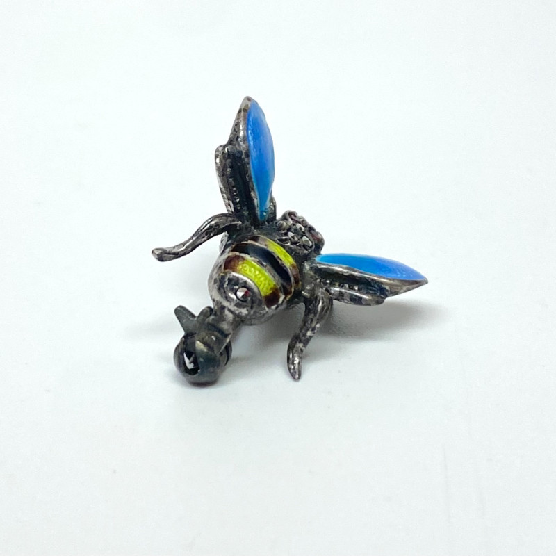 Alice Caviness Brooch Sterling Silver Enamel Marcasite Bumble Bee Germany