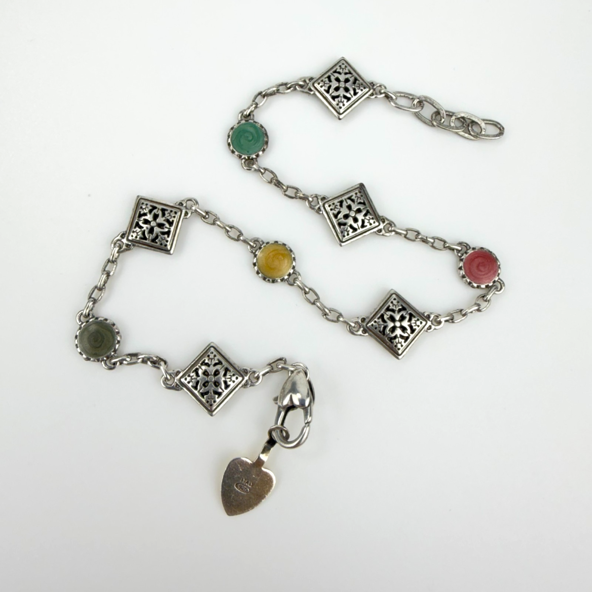 Rare Brighton Bracelet Gaudi Park Enamel Circles Silver Plated 9.5 in
